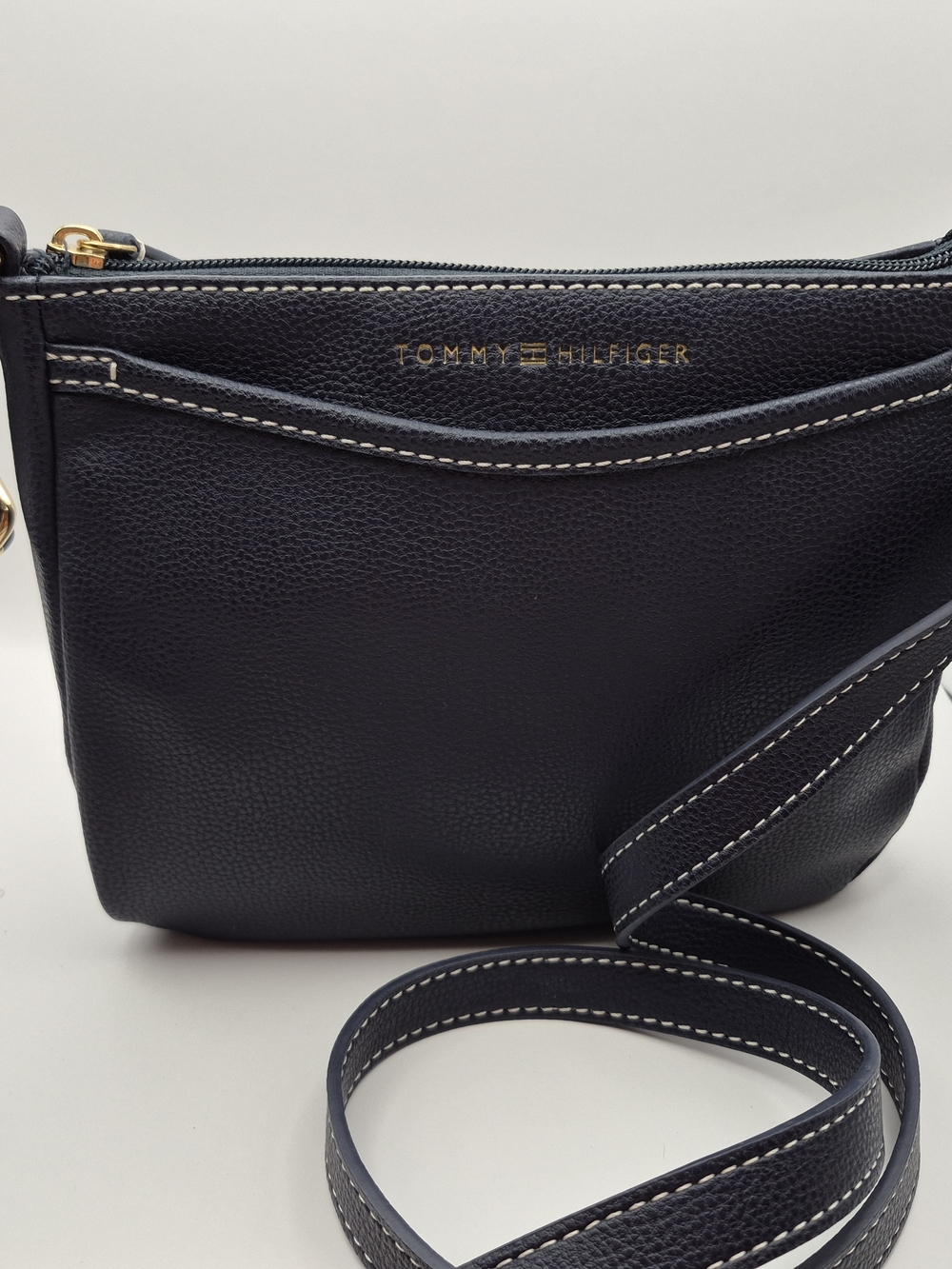 Tommy Hilfiger Black Pebble Crossbody with Gold Logo